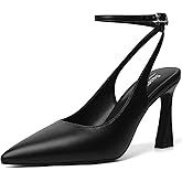 Susanny Womens Slingback Closed Toe Ankle Strap High Heels Pointed Toe Pumps Comfortable Stiletto Sexy Buckle Strappy Dressy Shoes for Wedding Bridal Party Work