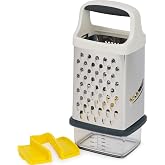 Joseph Joseph Multi-Grip Box Grater with Precision food grip, Stainless Steel blades for grating and slicing, non-slip base, Dishwasher safe