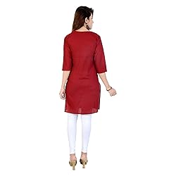 Chichi Indian Women's Plain Cotton Kurti Maroon