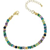 Agriajun Colorful Beaded Stack Link Bracelets for Women, Boho Handmade Rainbow Beads Bracelet Everyday Fashion Jewelry Gift.