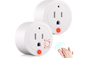 Kingdder 2 Pcs Clapping Light Control Switch 220V Mini Wireless Wall Outlet Clap On/Off Lights Controllers for Bedroom Christmas Tree Home Decor, 10A/1200W (White)