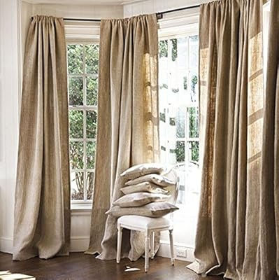Amazon Com Burlap Curtains Panel Set Of 2 Drapes 100 Jute 5 Ft