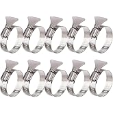 Suprom 10 Pack 3/4 inch Hose Clamp, Adjustable 1/2"- 1" OD, Handle Screw | 304 Stainless Steel, Easy Turn Thumb Screw Hose Clamps For Securing Hose, Dryer, Automotive and Mechanical Applications
