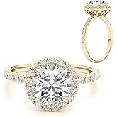 GLAM AND GEMS 1/2 Carat Lab Grown Diamond and 2 Carat Moissanite Engagement Ring for Women in 14k White/Yellow/Rose Gold (D-E, VS, cttw) Wedding Ring Size 5.5 to 8 (10)