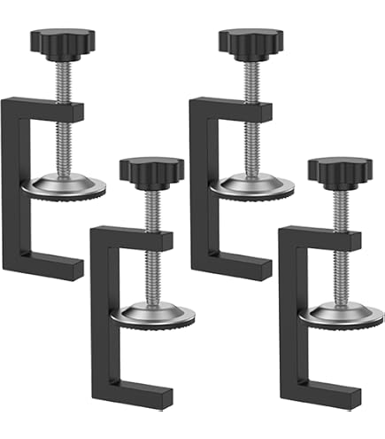 4-Pack Woodworking G Clamps – Adjustable Aluminum & Carbon Steel F Clamp, 10-57mm Opening, 28mm Depth, For Carpenters, Welders, Assembly