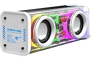 V8 Speaker Transparent RGB Dazzle Lights Dual Sound Mecha Small Cannon Support TWS Serial TF Card Portable with Subwoofer 5 0