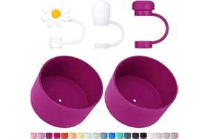 DUNLAGUE Boot and Straw Cover Set - 2pcs Silicone Boot, 3pcs Straw Cap, Bottom Protector for Stanley Quencher H2.0 30oz & 40oz, Exact Color Match with Stanley, Accessories