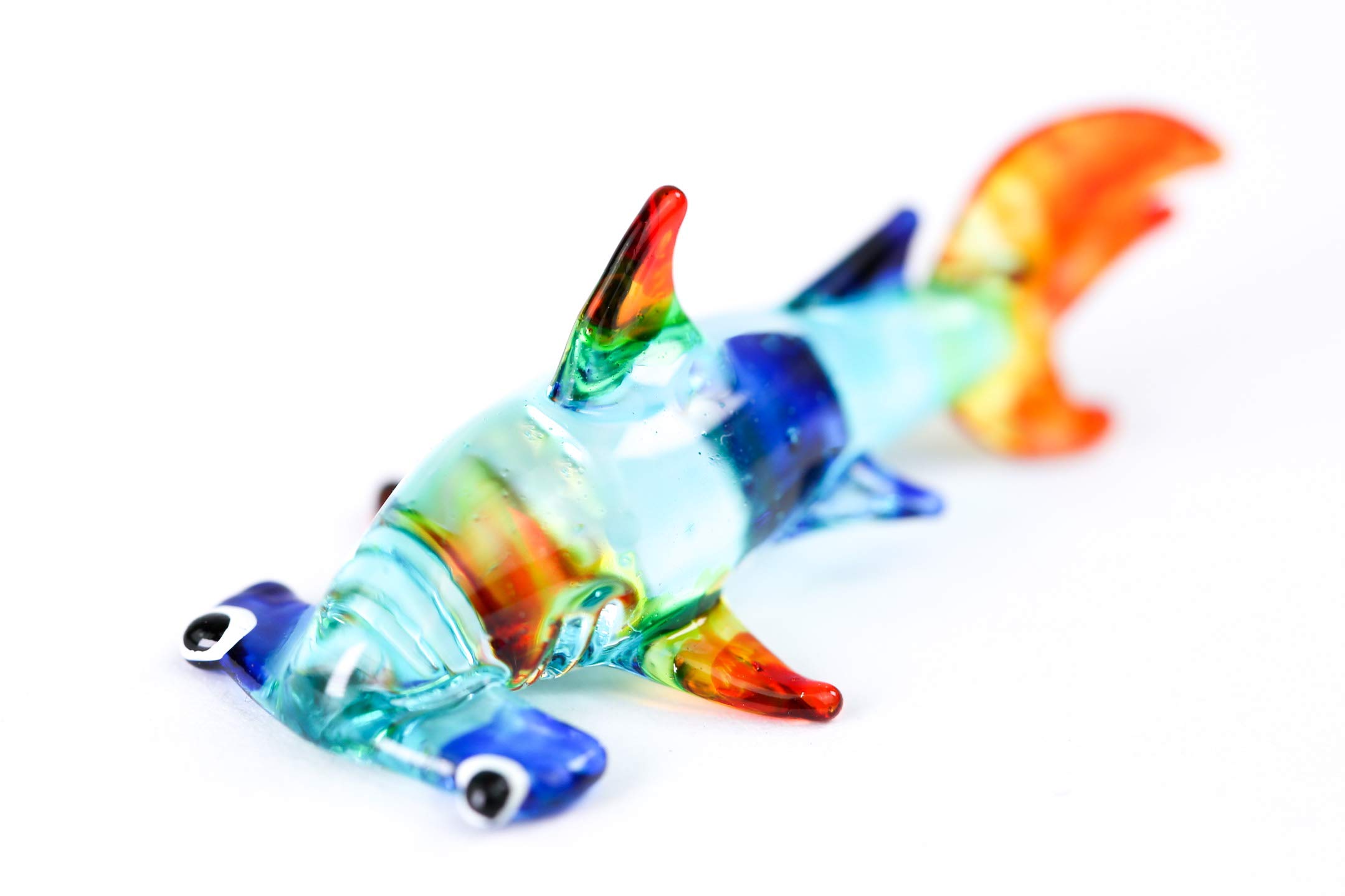 redchocol8® Handmade Tiny Mini Blue Little Glass Hammerhead Shark Gloss Garden Decor Ornament Gift Terrariums