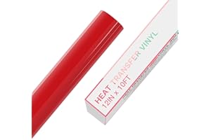 YRYM HT HTV Heat Transfer Vinyl Rolls - 12" x 10ft Red HTV Vinyl for Shirts, Iron on Vinyl for Cricut & All Cutter Machines - Easy to Cut & Weed for Heat Vinyl Design (Red)