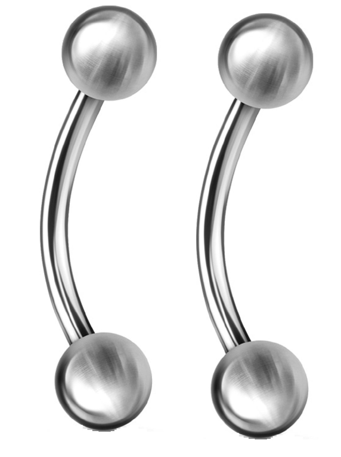 PiercedOff 316L Surgical Steel Curved Barbell with Externally Threaded Balls - Bar Thickness 10GA (2.4mm) / Bar Length 11mm / Ball Sizes 5mm - Sold as a Pack of 2 Barbells