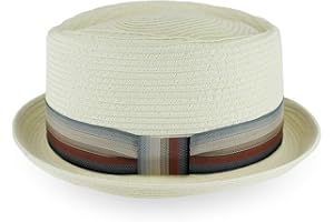 HATS IN THE BELFRY Belfry Men/Women Summer Straw Pork Pie Trilby Fedora Hat in Blue, Tan, Black