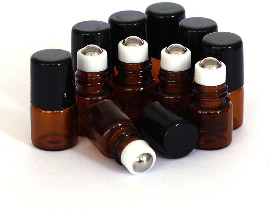 10 Pcs 1ml Empty Brown Glass Bottle Roller Ball Essential Oil Liquid Container lyhhai