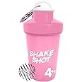 Shake Shot - Pink - 4oz Mini Shaker Bottle for Pre Workout, Creatine, Small Scoop Supplements (Not for Protein) Clip & Shaker Ball