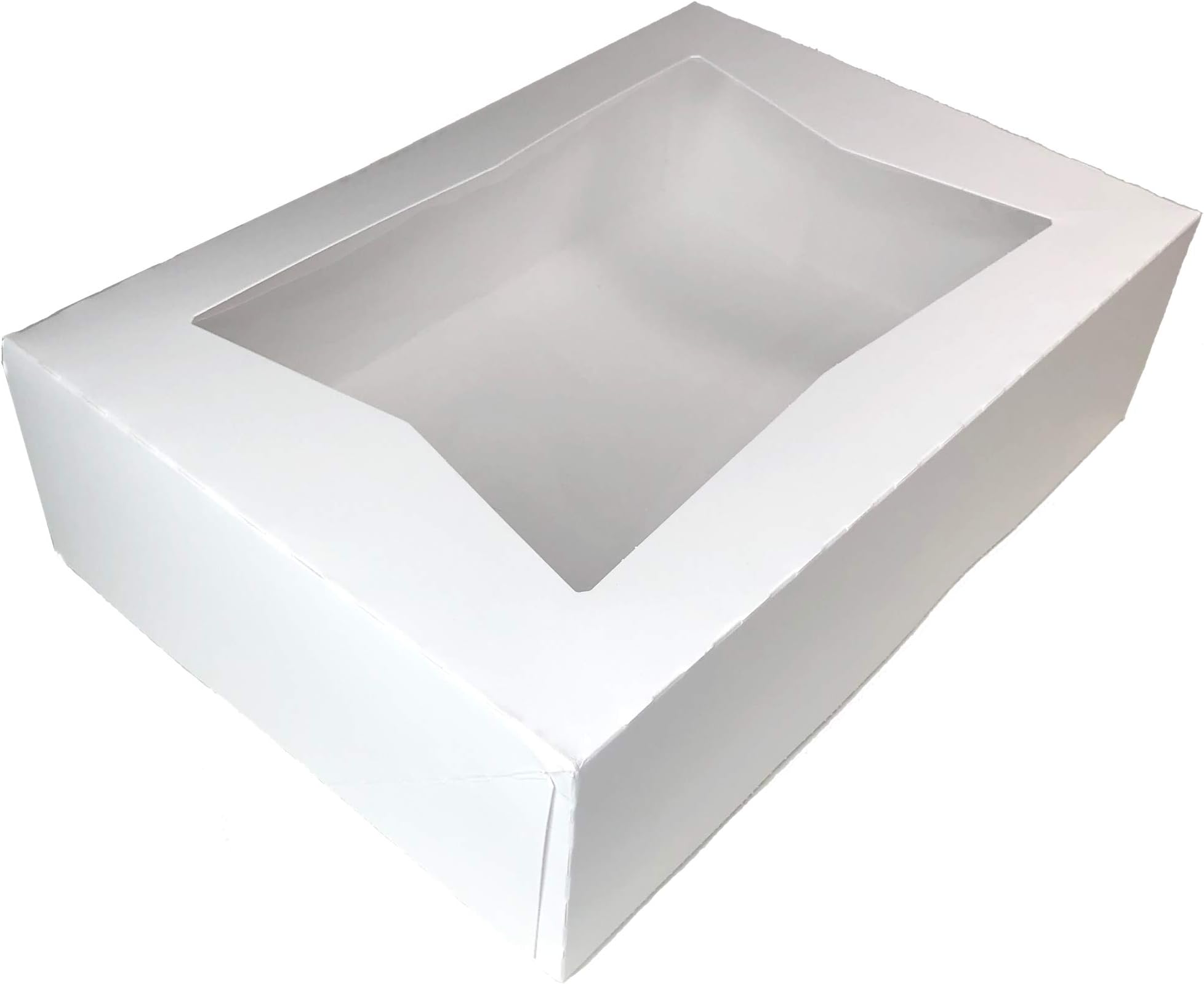Multiple Size and Color Options - 6 Superior Quality Bakery Take Out Cake and Cookie Boxes with Display Window- (14" x 10" x 4", White)
