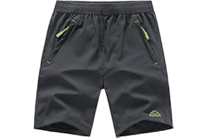 Rdruko Men's Quick Dry Hiking Shorts Lightweight Running Gym Outdoor Active Shorts with Zipper Pockets