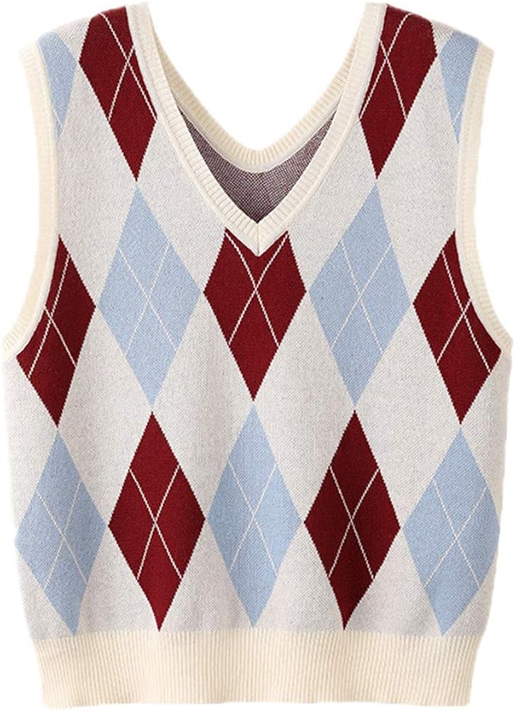 Plaid Knitted Vest Women's Autumn and Winter New Women's Fashion Loose