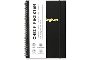 HOMLIVE Check Registers for Personal Checkbook, Spiral Large Check Register Book, Budget Planner with Check Register for Personal and Work, 7.5'' x 10'' - Black