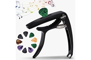 RENDIN Afinador para Guitarra Juego de 11 Piezas,con Ranuras（Capo guitarra*1+Puas para guitarra*10)