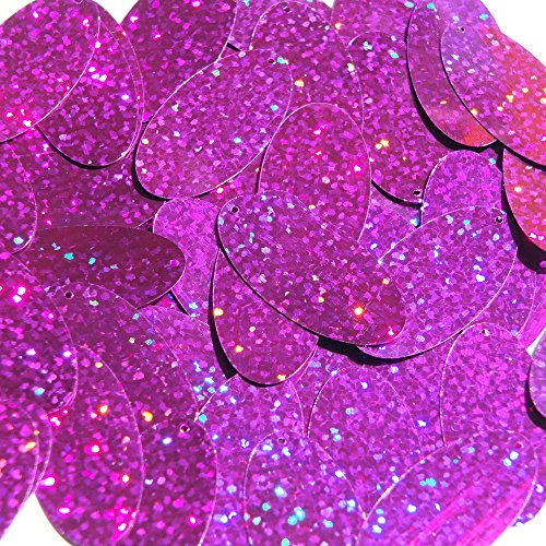 Purple Glitter Sparkle Sequin Oval 1.5 inch Metallic Couture Paillettes. Made in USA. Loose sequins for embroidery, bridal, applique, arts, crafts, and embellishment.