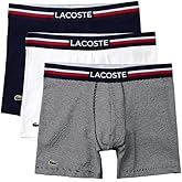 Lacoste mens Cotton Stretch Print Animation Boxer Briefs, 3-pack