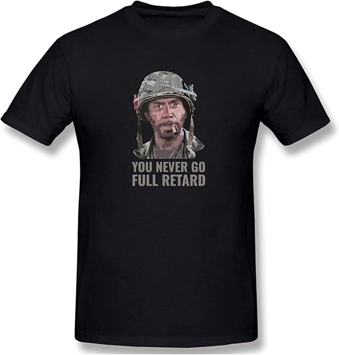 Rjsgdfjhs Fashion Mens You Never Go Full Retard Funny T Shirt Black with Printing Short Sleeve