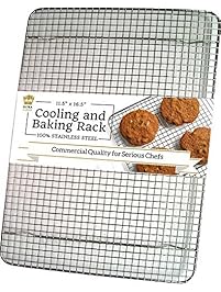 Ultra Cuisine 100% Stainless Steel Wire Cooling Rack for Baking fits Half Sheet Pans  Cool Cookies, Cakes, Breads - Oven Safe for Cooking, Roasting, Grilling - Heavy Duty Commercial Quality