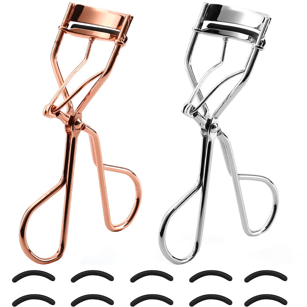 Eyelash Curler, BETOY 2 Pieces Carbon Steel Lady Eyelash Curler Eyelash Curler Makeup Tool Set for All Eye Shapes For Ladies, 11 x 6.2 x 3.5cm(Rose Gold and Silver)