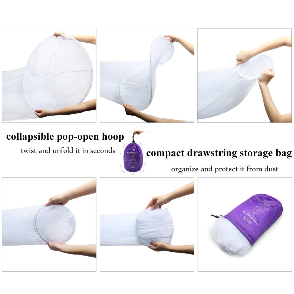 Htovila Universal White Dome Mosquito Mesh Net Easy Installation Hanging Bed Canopy Netting for Single to King Size Beds Hammocks Cribs: Baby