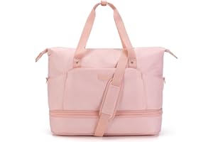 Missnine Expandable Weekender Bag for Women,Travel Duffel Bag 50L Carry on Overnight Bag with Shoes Compartment Gym Bag