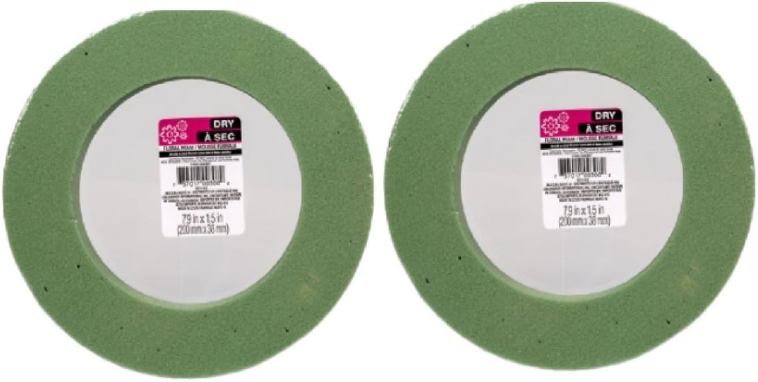 Dry A Sec Floral Foam 7.9 Inch x 1.5 Inch 2 Pack (Round