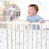 Aolso Cot Bumper 2PCS Breathable Mesh Crib Rail Cover Star Pattern view 5