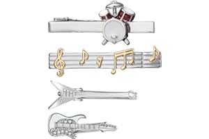 RunootPR Silver Gold Black Tie Clip Set for Men Unique 4Pcs Music Animal Insect Tools Stationery Tie Clips Personalized Party Wedding Birthday Jewelry Gift