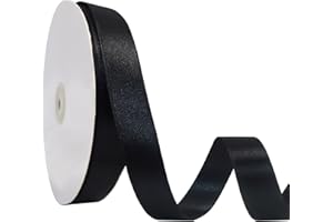 Maclemon 5/8 inch Wide 100 Yards Double Face Black Satin Ribbon Black Fabric Ribbon for Gift Wrapping Very Suitable for Weddings Decoration Bouquet Balloons Arts Craft Sewing Hair Bow Invitation