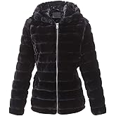 Bellivera Women's Faux Fur Coat Shearling Fluffy Fuzzy Shaggy Hood Sherpa-Lined Fleece Jacket
