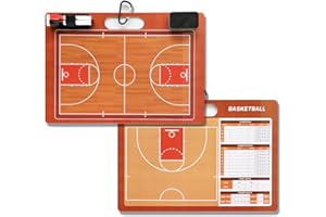 INWERK 1NMORE Basketball Dry Erase Clipboard for Coach,Handheld Double Sided Basketball Coaching Board with 2 Markers and Whiteboard Eraser