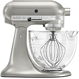 KitchenAid KSM155GBSR 5-Qt. Artisan Design Series with Glass Bowl - Sugar Pearl Silver