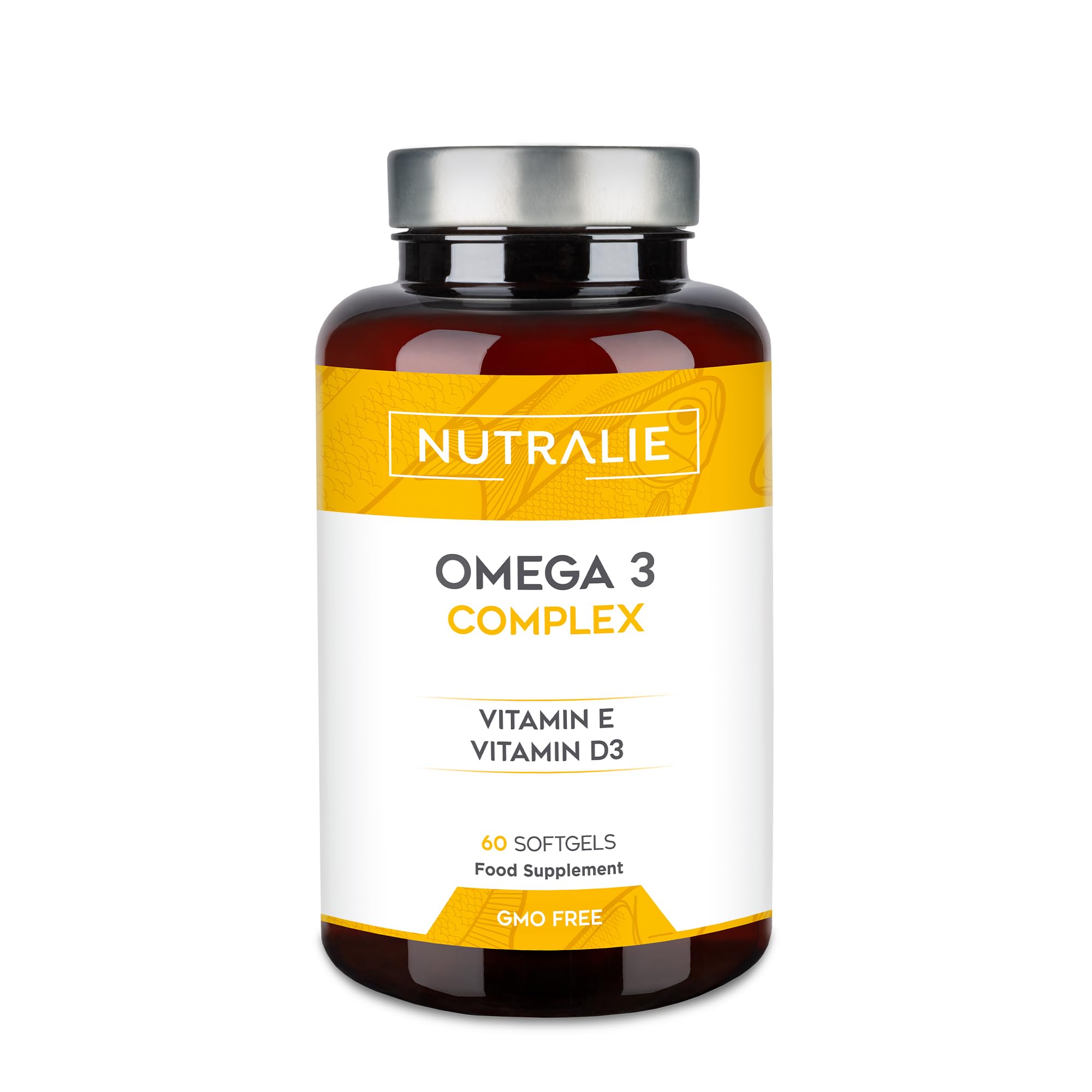 Omega 3 Capsules 2000mg - EPA and DHA 1257mg - Vitamins D and E - Fish Oil - 60 Softgels Fish Oil Omega 3 Nutralie