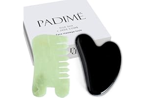 PADIMË Padime Massage Set, Scalp Comb + Black Obsidian Gua Sha, Jade Comb for Multi-Functional Handheld Head Massage, Relaxation, Stress Relax, Jade Scalp + Gua Sha for Whole Body, Beautiful Packaging
