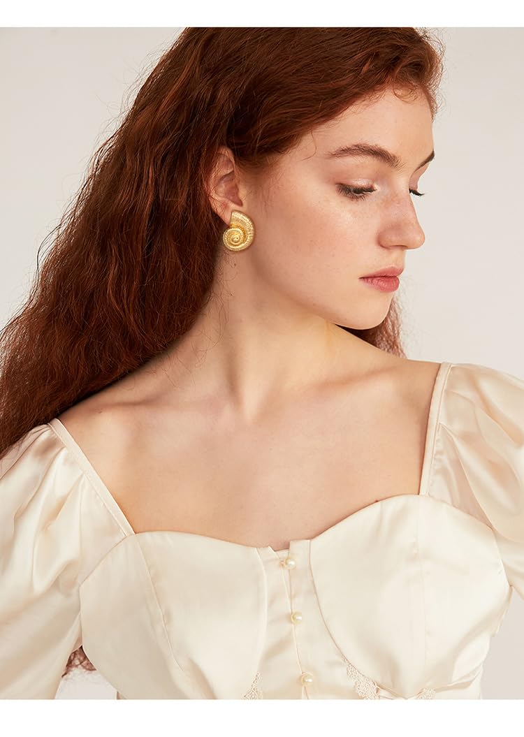 Gold Conch Shell Earrings
