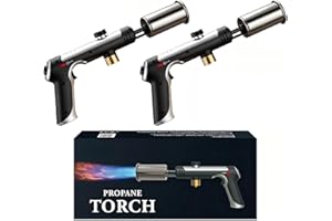 Sakerplus Propane Torch, 3272°F Propane Torch Gun High Heat Torch Lighter with Adjustable Flame & Safety Lock, for BBQ Grilling, Charcoal Igniting, Cooking, DIY Projects (2 Sets)
