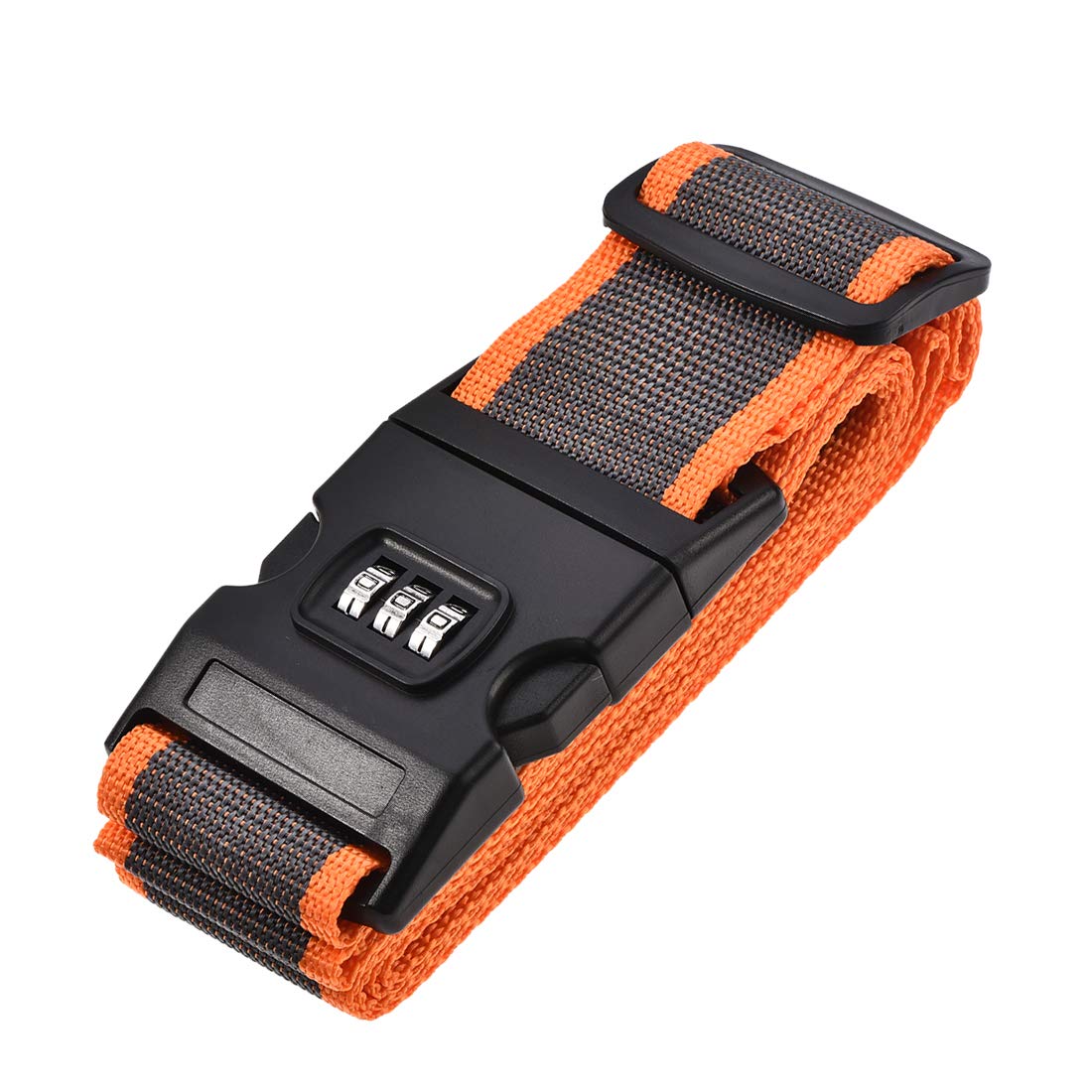 sourcing map Luggage Strap Suitcase Belt with Buckle, Combination Lock, 2Mx5cm Adjustable PP Travel Bag Packing Accessory, Orange Gray