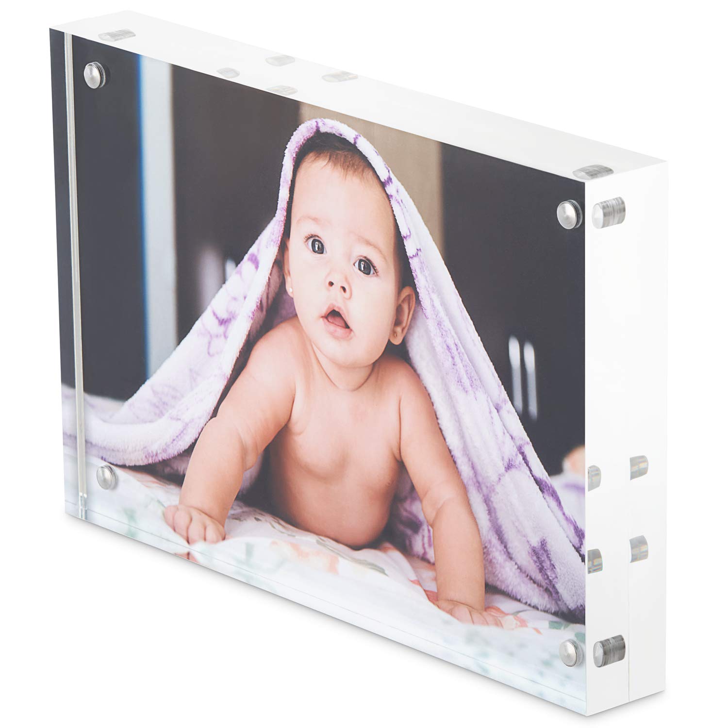 Scribble Magnetic 6 x 4 Inch Acrylic Photo Frame/Block, Free Standing, Use Horizontally or Vertically