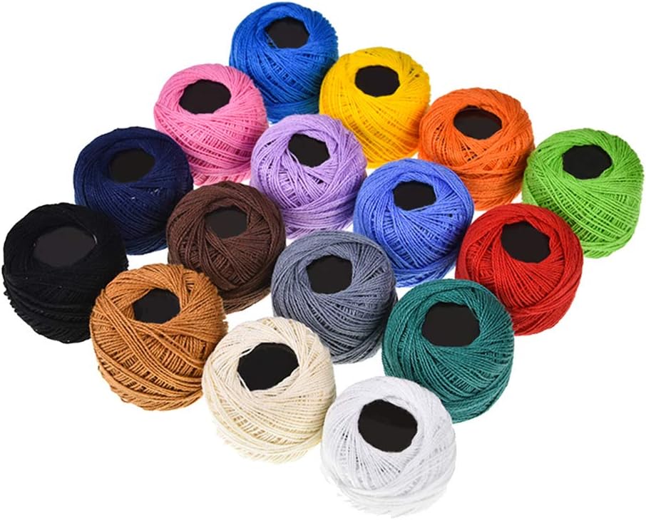 Milisten 16 Rolls Embroidery Thread Roll Colored Cotton Yarn Thread