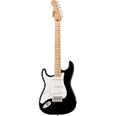 Squier Sonic Stratocaster Electric Guitar, with 2-Year Warranty, Black, Maple Fingerboard, White Pickguard, Left-Handed