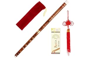 Kmise Bamboo Flute Dizi Traditional Handmade Chinese Musical Instrument Vintage Dizi (D Key)