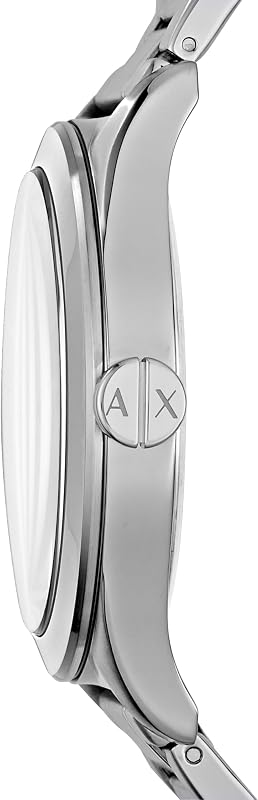 Relógio masculino armani exchange, movimento de três ponteiros, caixa de aço inoxidável prateado de 44 mm com pulseira de aço inoxidável, ax2320