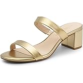 DREAM PAIRS Women's Two Strap Open Toe Low Block Chunky Heels Sandals Dress Pumps Casual Summer Mules Shoes