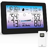 Zivron Weather Station Wireless Indoor Outdoor, Digital Thermometer with Accurate Temperature & Humidity, Large Color HD Display with Remote Sensor, Weather Forecast, Atomic Clock, Moon Phase