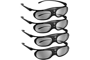 BOBLOV DLP Link 3D Glasses (4 Pack), 144Hz Rechargeable Active Shutter Eyewear Compatible with Most DLP-Link 3D Projectors- Acer, ViewSonic, BenQ Vivitek, Optoma, Panasonic, Dell, Viewsonic
