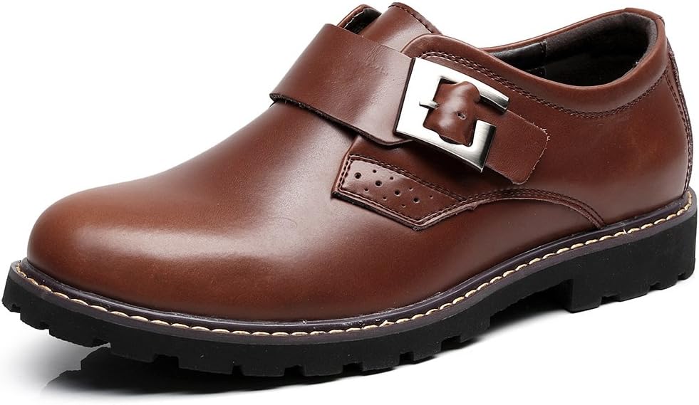 Jamron Mens Genuine Leather Round Toe Business Casual Style Monk Strap Dress Shoes
